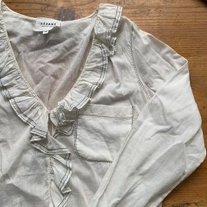 White Ruffled Sezane Shirt